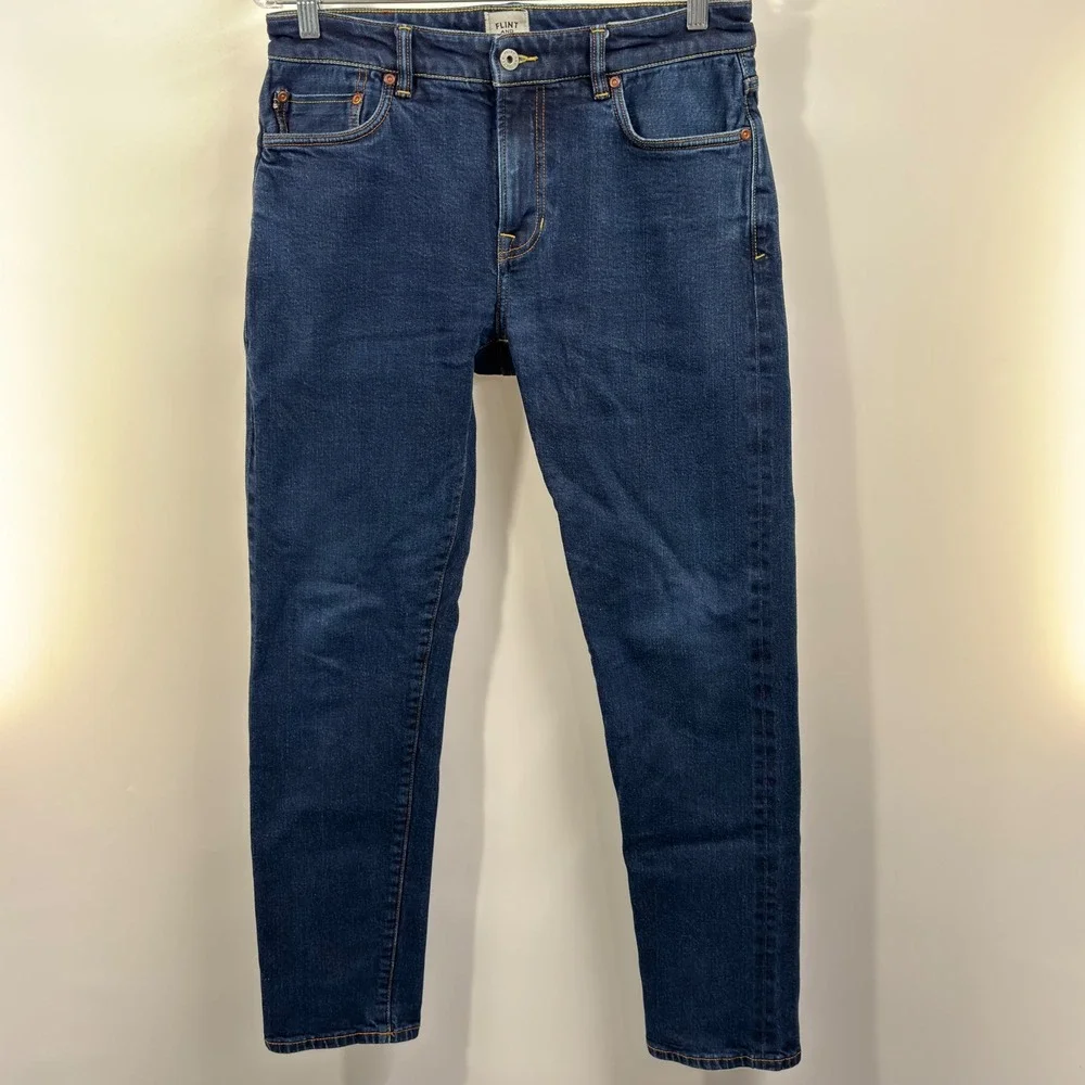 Flint and Tinder 31x30 Slim Fit Selvedge Jeans Mens Blue Stretch Denim 30x28.5